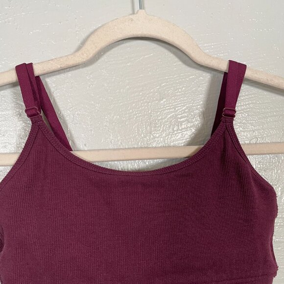 TomboyX Women S Maroon Red Purple Ribbed Bralette Organic Cotton Adjustable - Picture 3 of 7